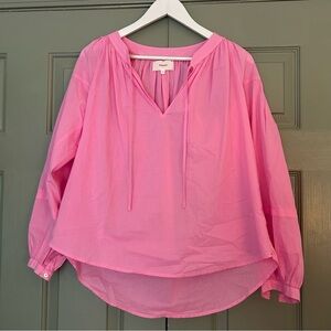 NEW XiRENA Pink Relaxed Blouse with Neck Tie and Long Sleeves
